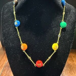 NWOT RARE Kate Spade  x M&M Candy Bead Gold tone Colorful Necklace Multicolor